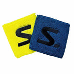 Salming zweetbandje 7 cm geel-blauw (2x) - Squashwebwinkel